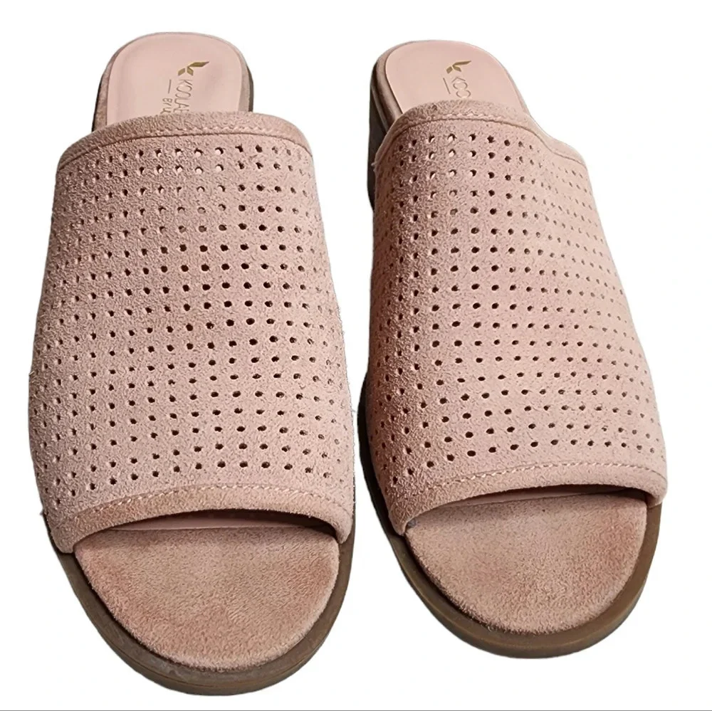 Koolaburra‎ by UGG Suede Leather Raychel Slide On Open Toe Heels Blush Pink 10